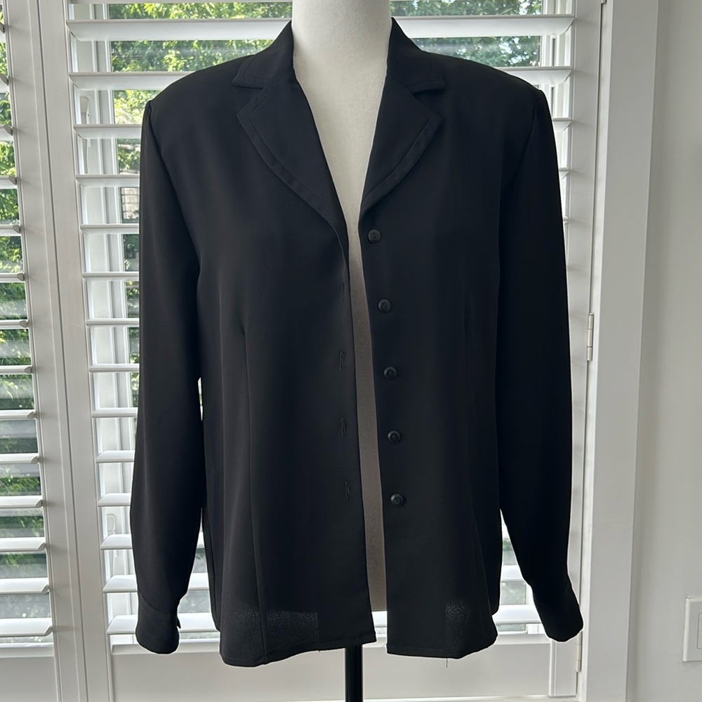NYGARD COLLECTIONS Women’s Black Lightweight Blouse Blazer, Dressy Button Up Top